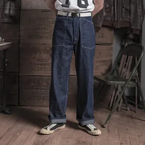 1930s Dungarees Civilian Conservation Corps Denim Pants - Military Style