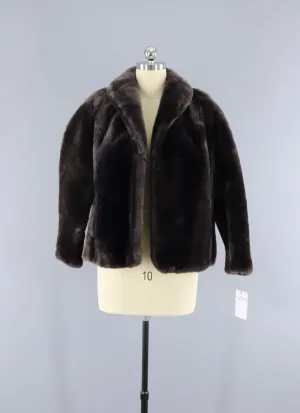 1950s Sheared Lamb Mouton Smoke Brown Fur Jacket Coat