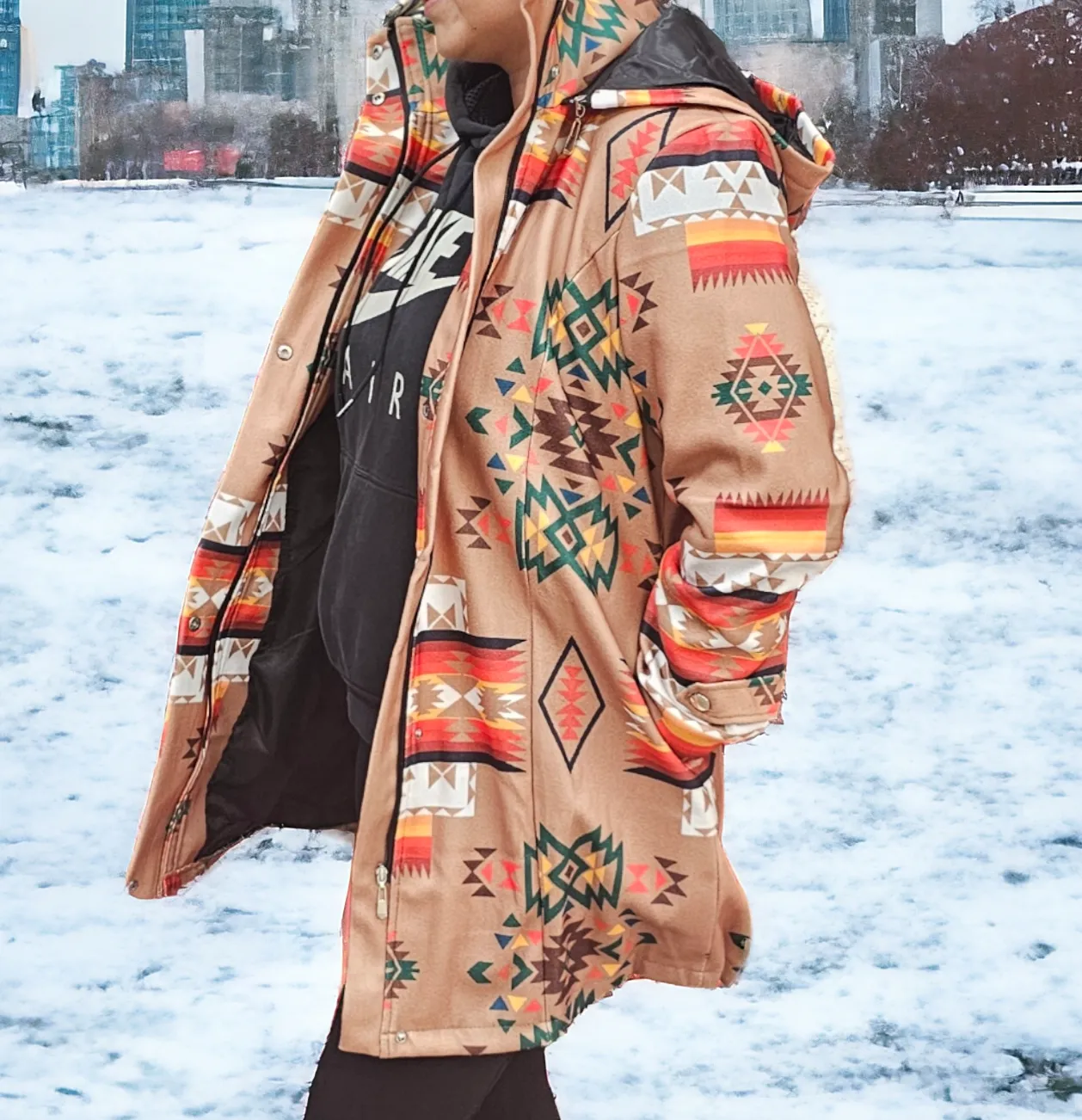 3/4-length Native coat (BROWN Star)