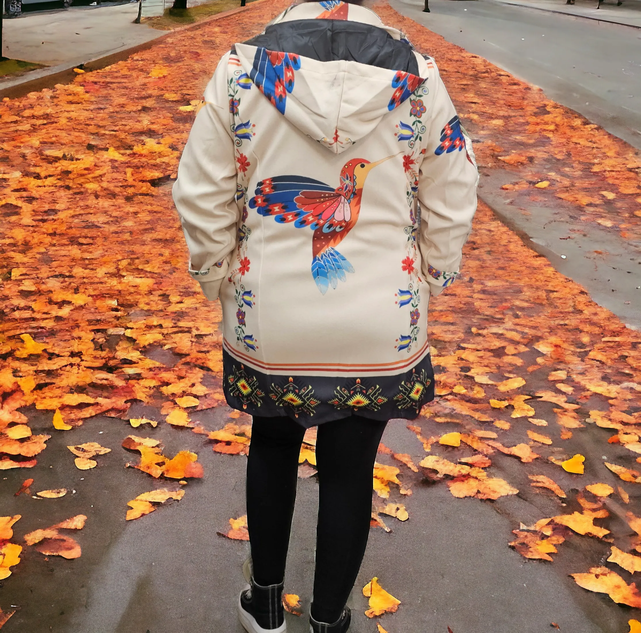 3/4-length Native coat (Hummingbird white)