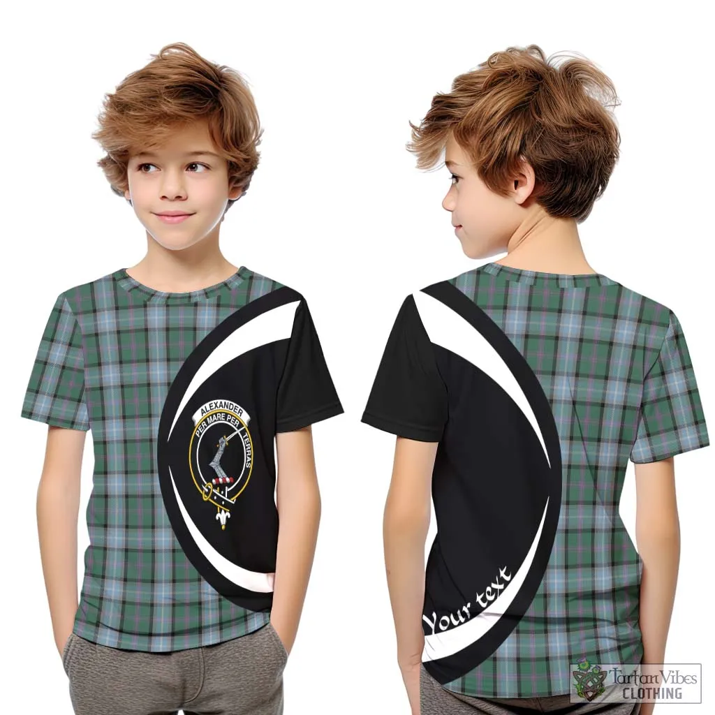 Alexander of Menstry Hunting Tartan Kid T-Shirt with Family Crest Circle Style