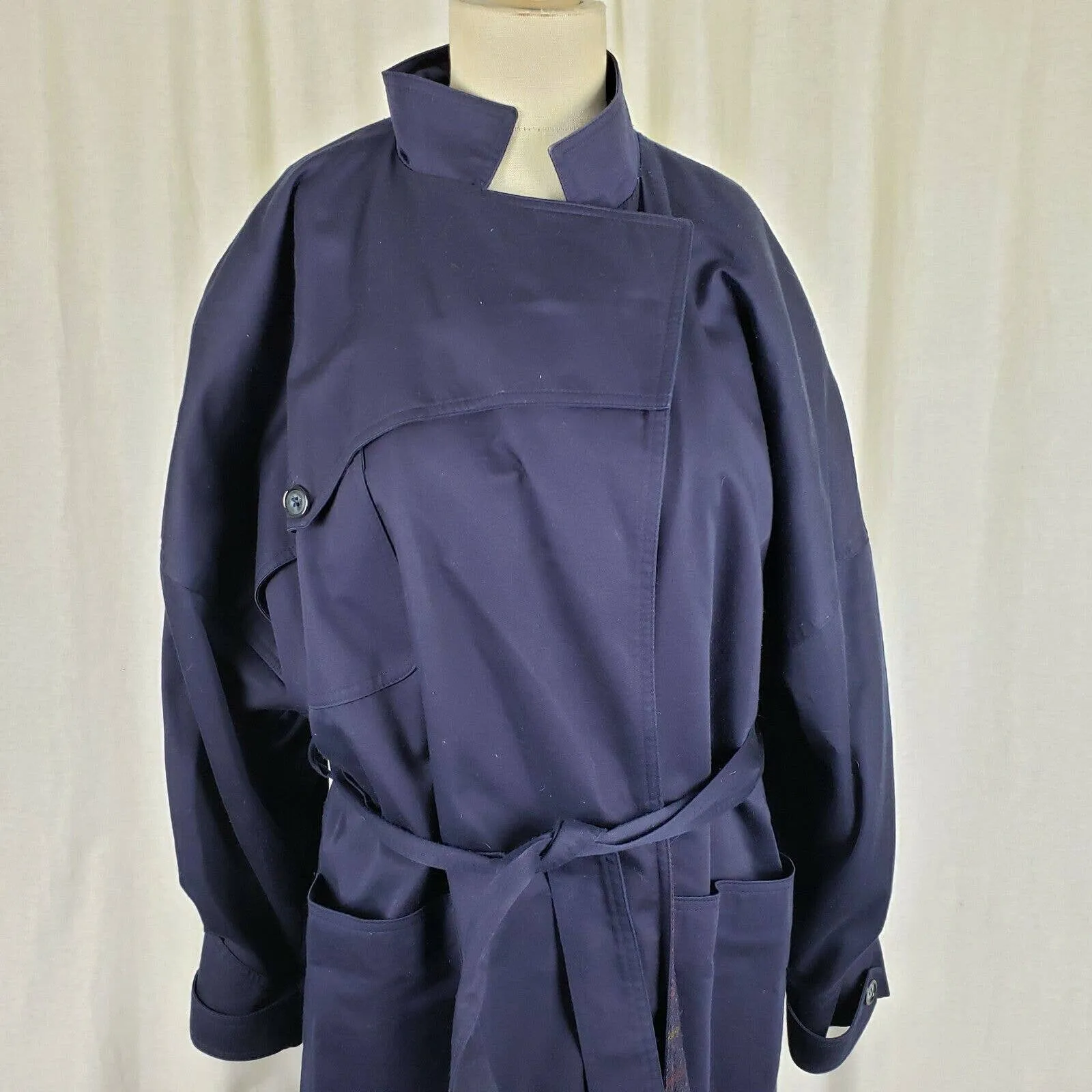 Arrivo 80s Belted Tie Cotton Trench Coat Wool Flannel Lined Womens 12 Ireland