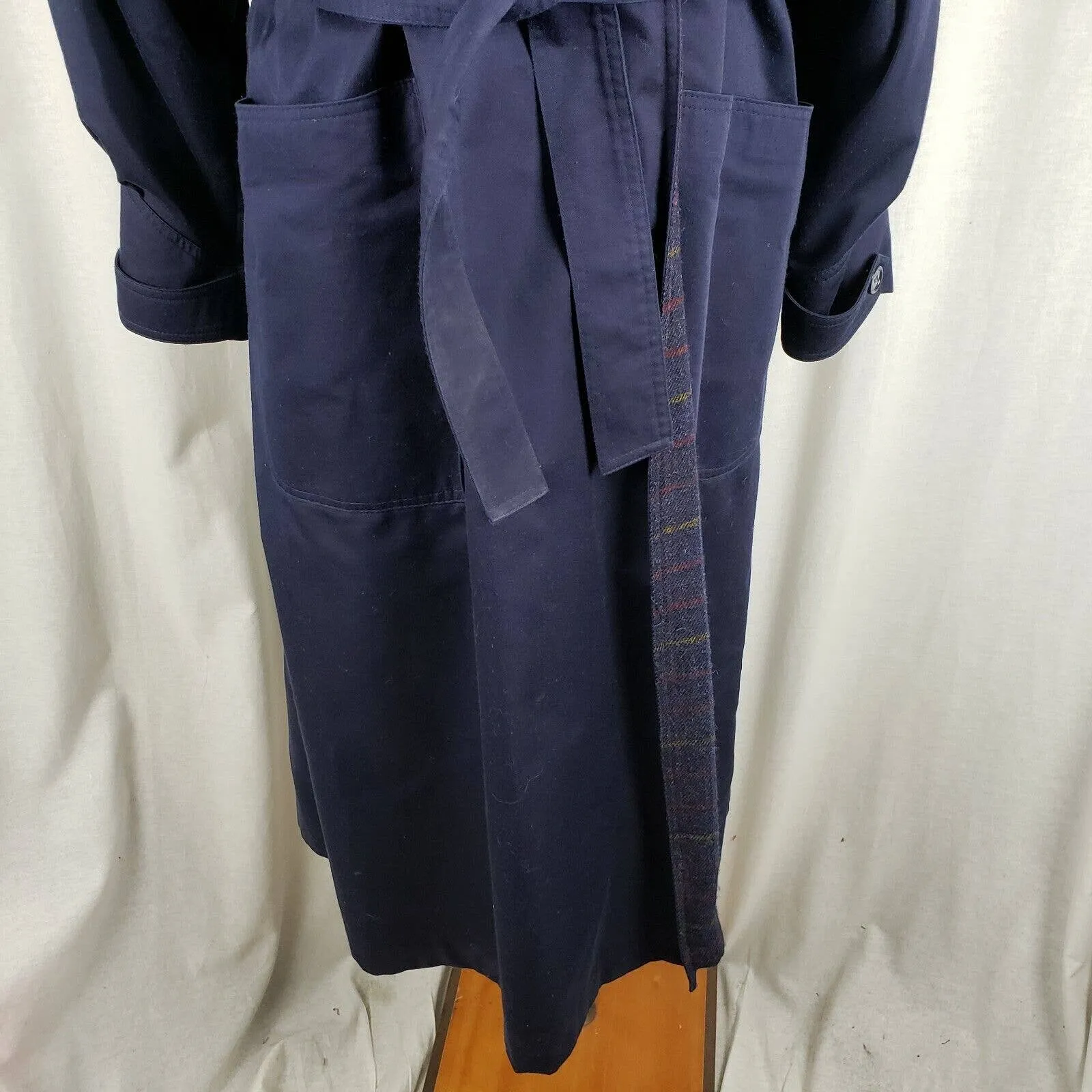 Arrivo 80s Belted Tie Cotton Trench Coat Wool Flannel Lined Womens 12 Ireland