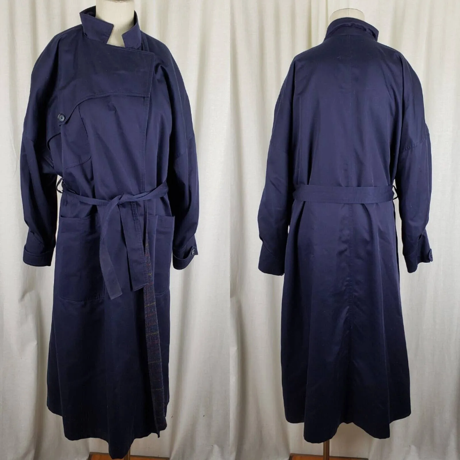 Arrivo 80s Belted Tie Cotton Trench Coat Wool Flannel Lined Womens 12 Ireland