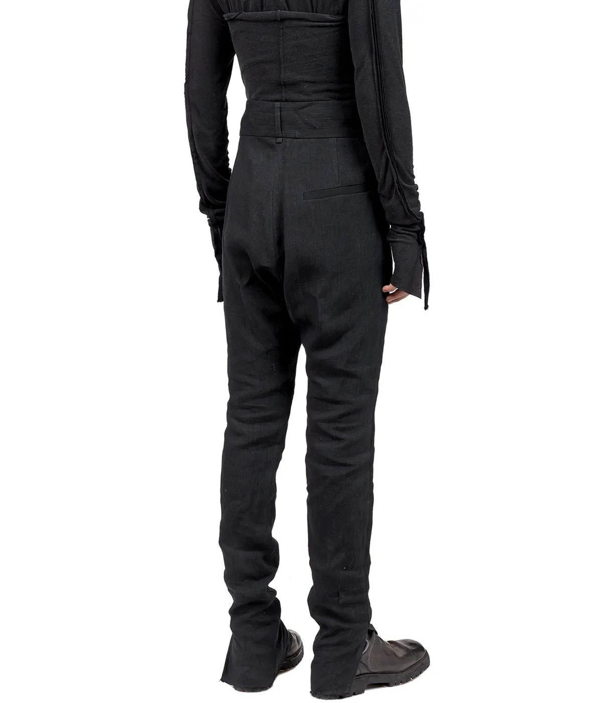 Black Dropped Crotch Casual Trousers