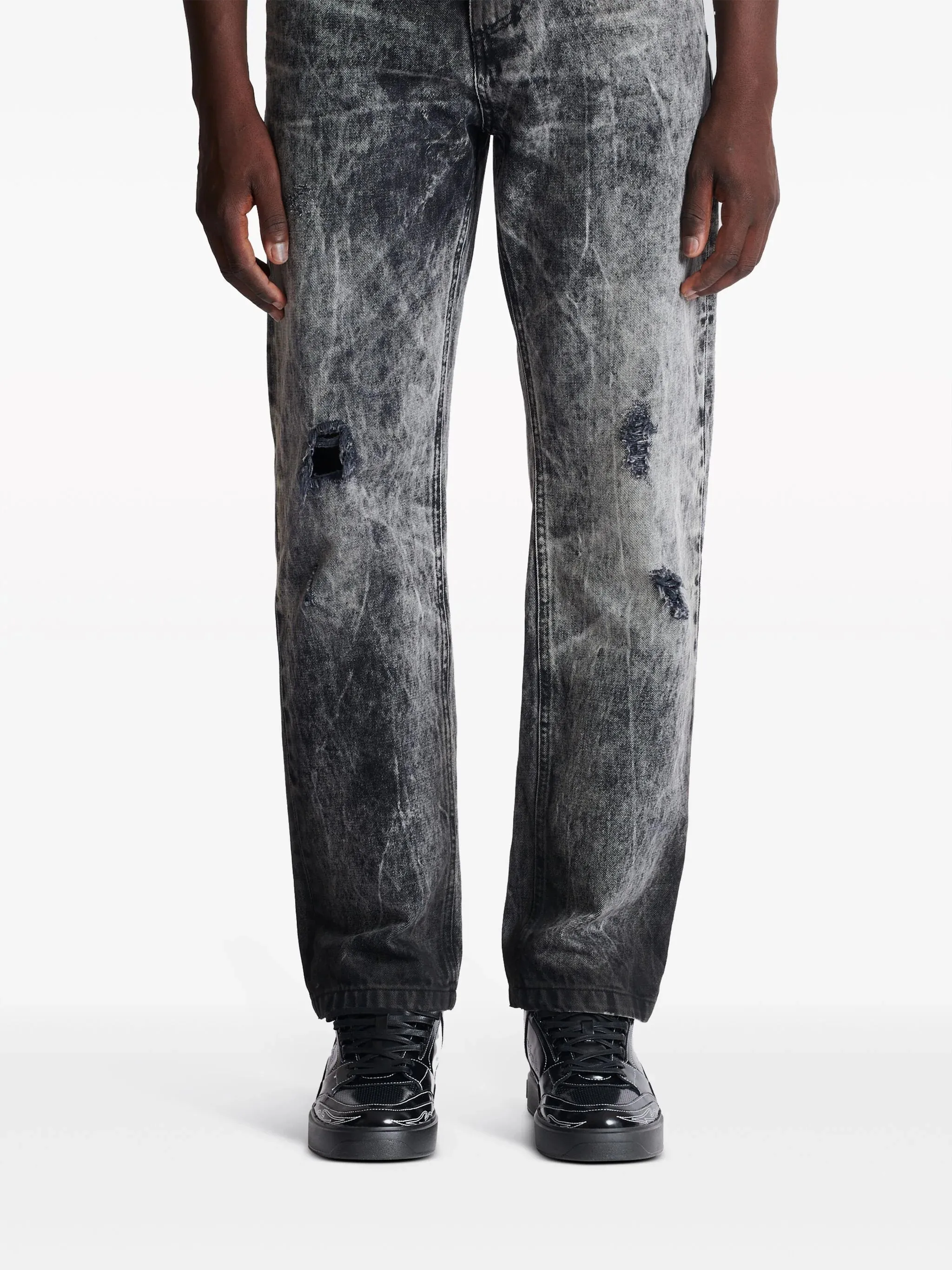 Bleached Straight Denim Pants