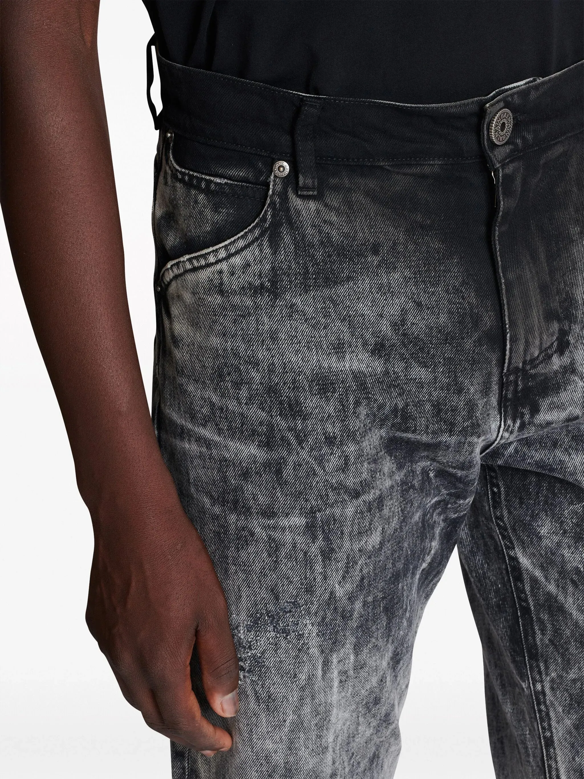 Bleached Straight Denim Pants