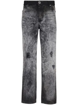 Bleached Straight Denim Pants