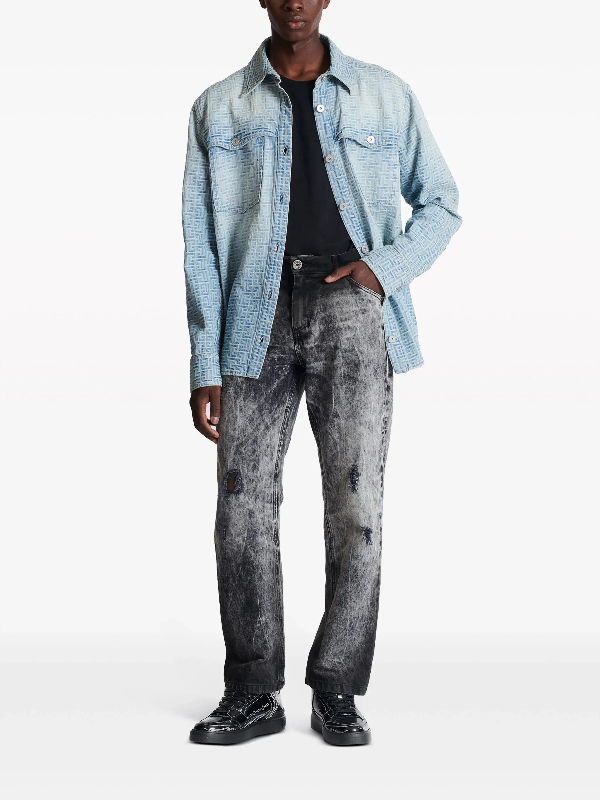 Bleached Straight Denim Pants