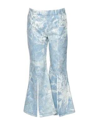 Blue Multi Denim Bell Bottom Pants w/Sequin Star Detail at Back