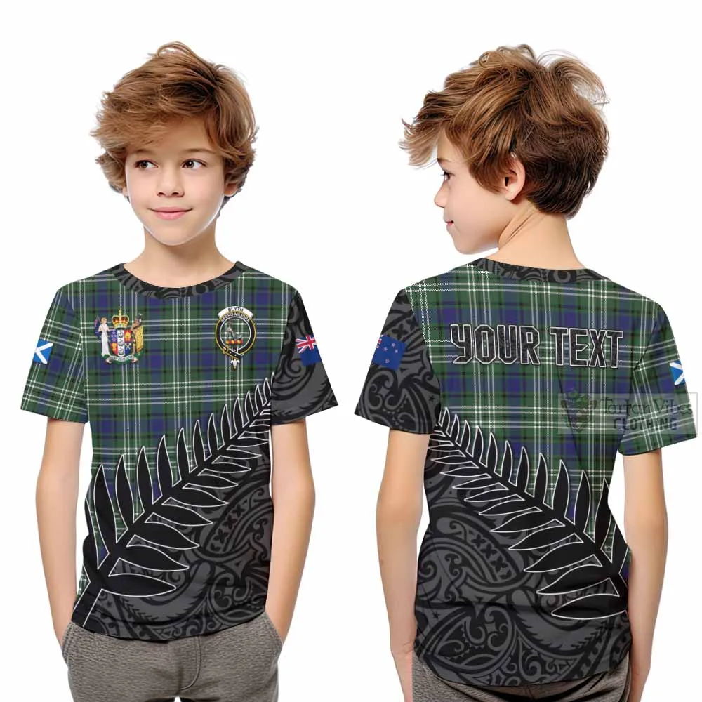 Blyth Crest Tartan Kid T-Shirt with New Zealand Silver Fern Half Style