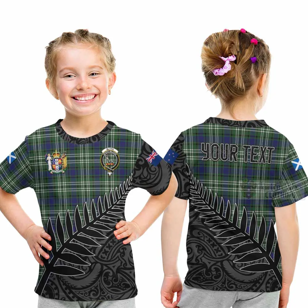 Blyth Crest Tartan Kid T-Shirt with New Zealand Silver Fern Half Style