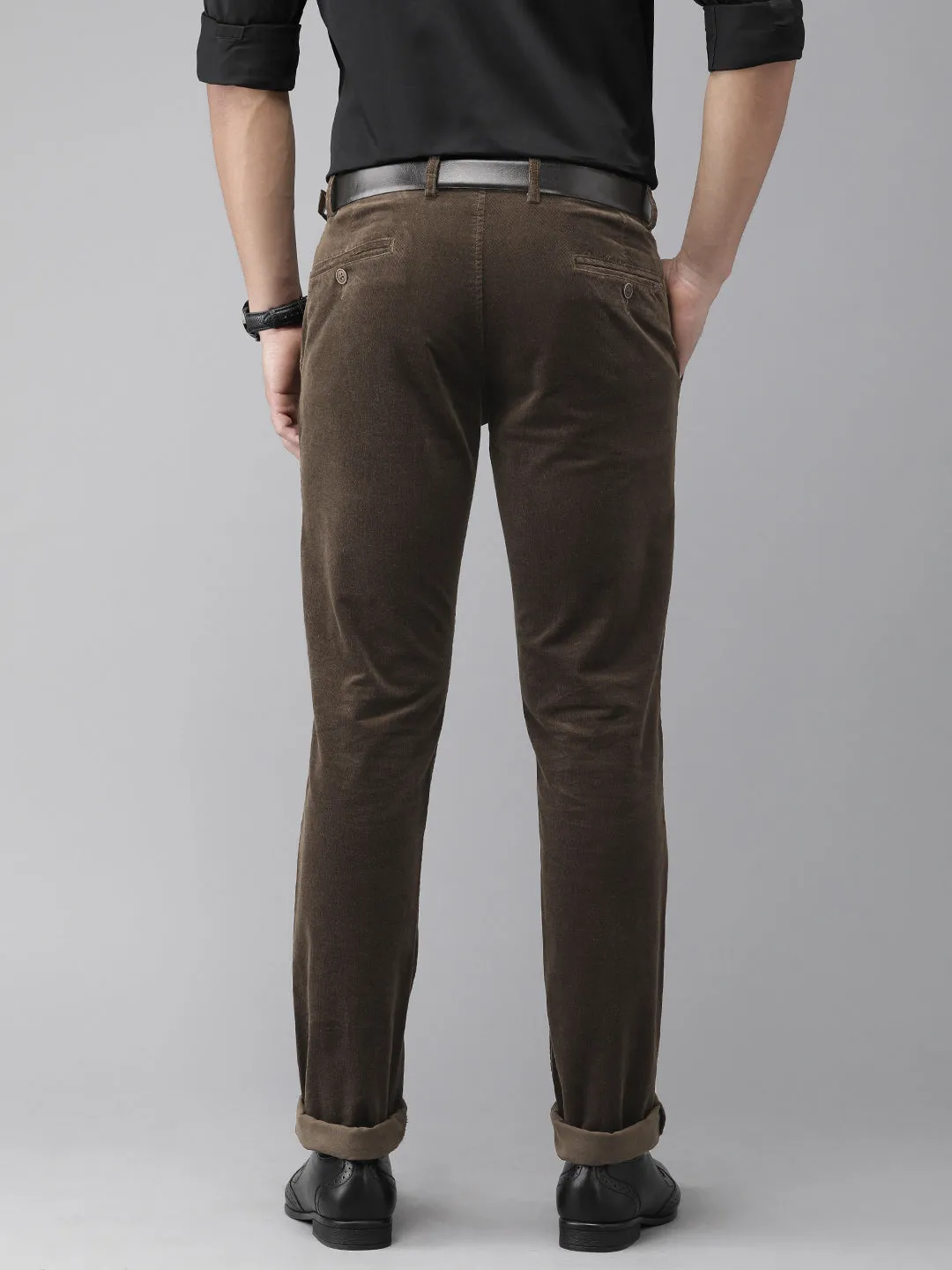 Brown Solid Ultra Slim Fit Trouser