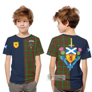 Bruce Hunting Tartan Kid T-Shirt Alba with Scottish Lion Royal Arm Half Style