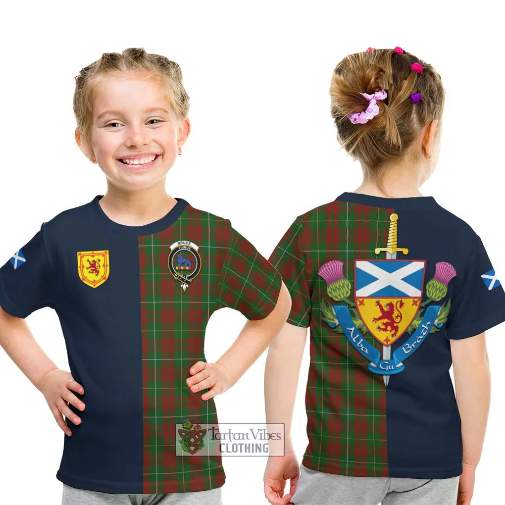 Bruce Hunting Tartan Kid T-Shirt Alba with Scottish Lion Royal Arm Half Style