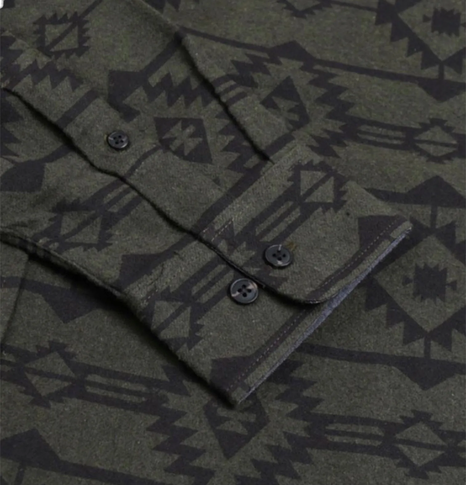 Brushed Twill Tribal Shirt - Dark Olive