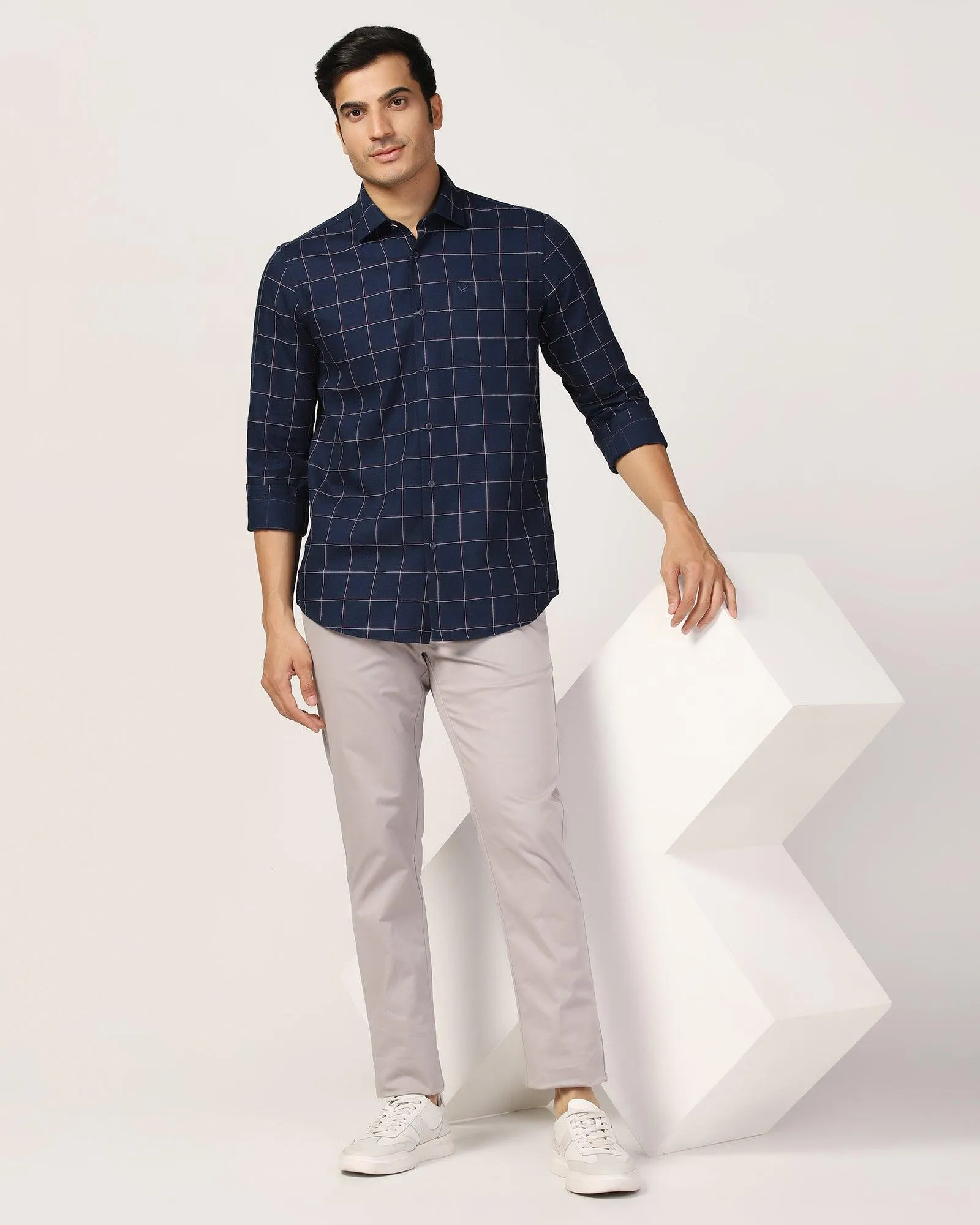 Casual Navy Check Shirt - Wilson