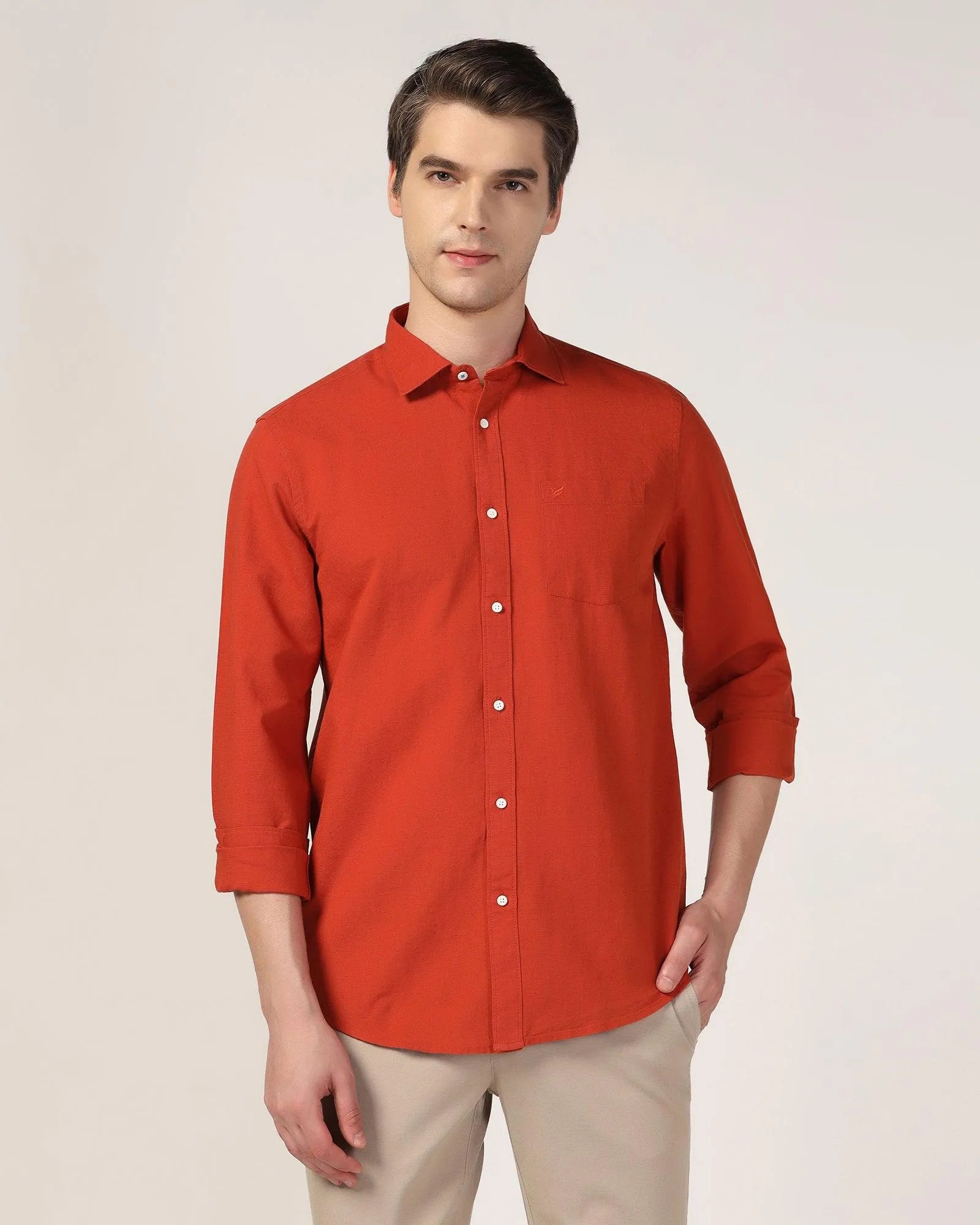 Casual Rust Solid Shirt - Lang