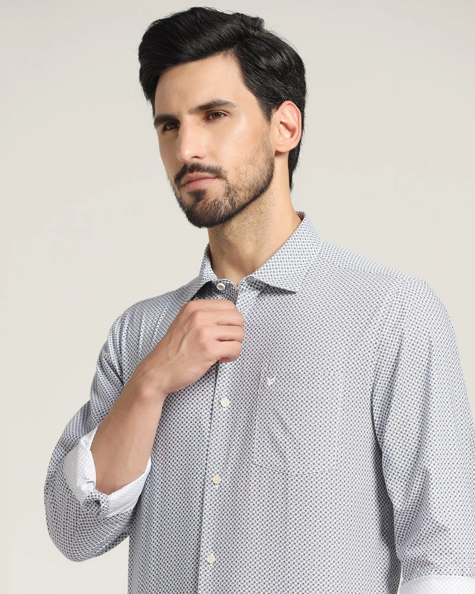 Casual Sky Blue Printed Shirt - Leo