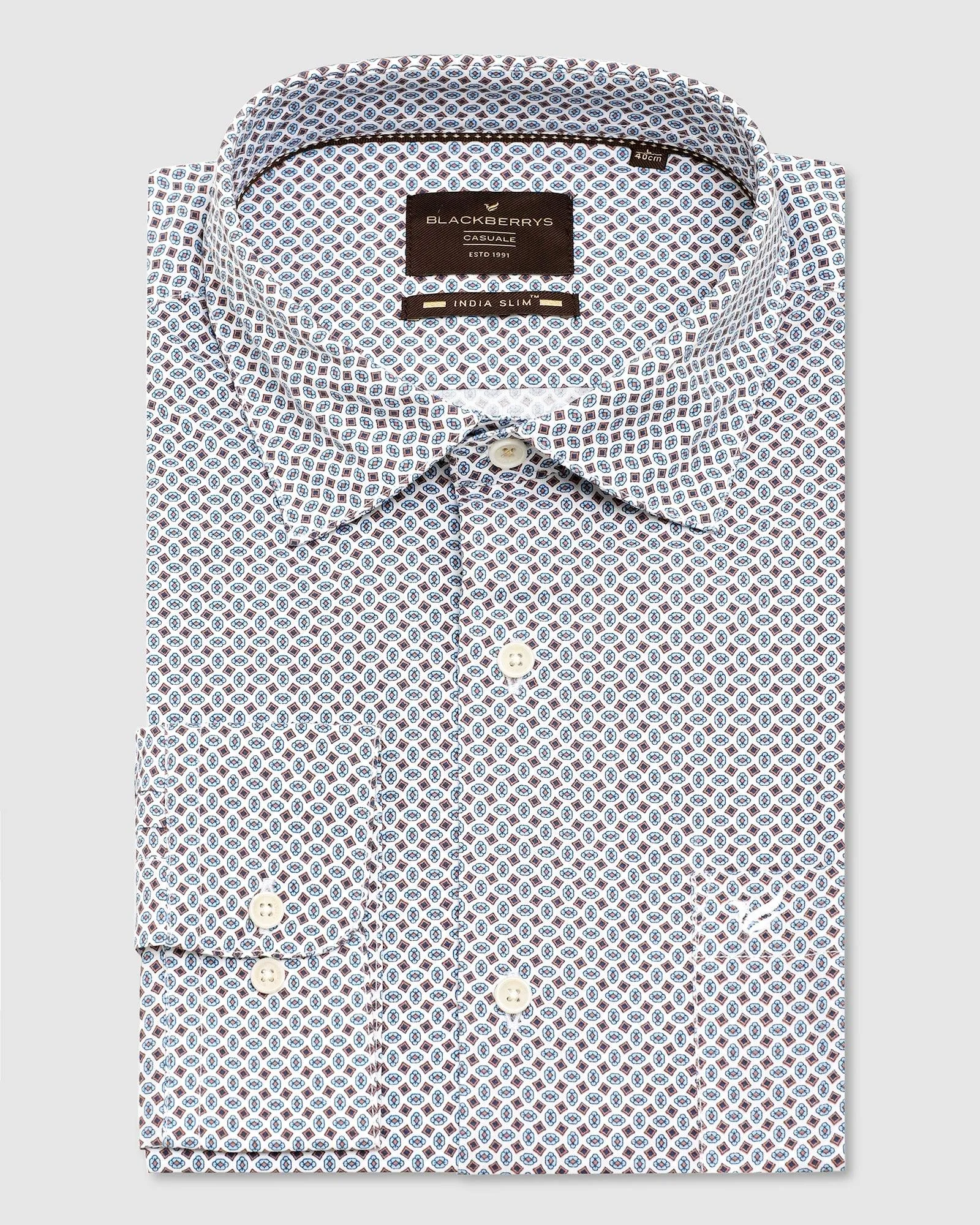 Casual Sky Blue Printed Shirt - Leo