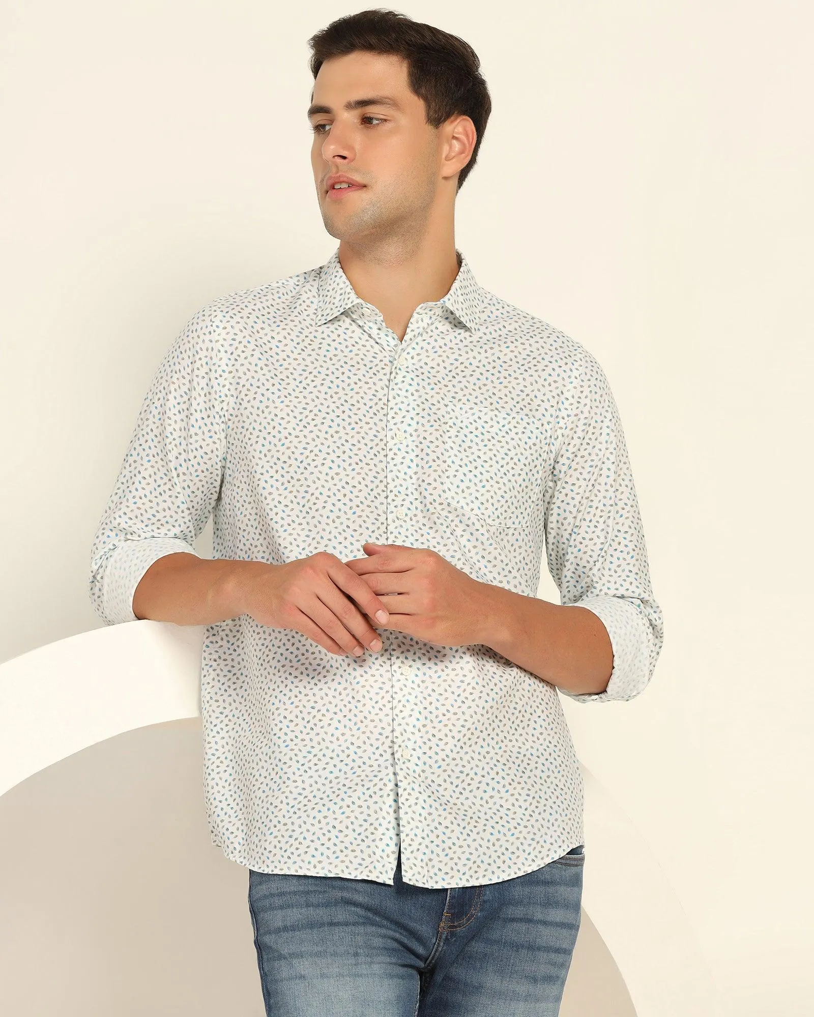 Casual White Printed Shirt - Pavic