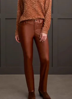 Coated Leather Straight Leg Pant