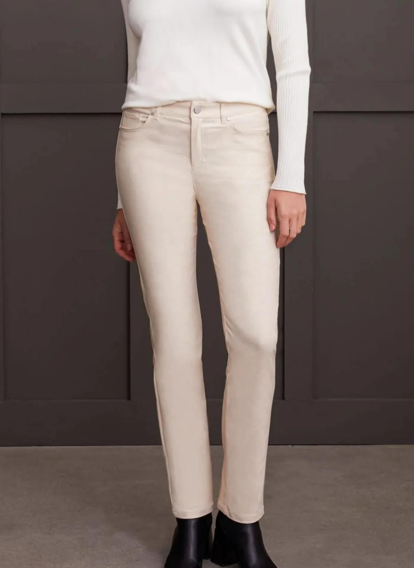 Coated Leather Straight Leg Pant