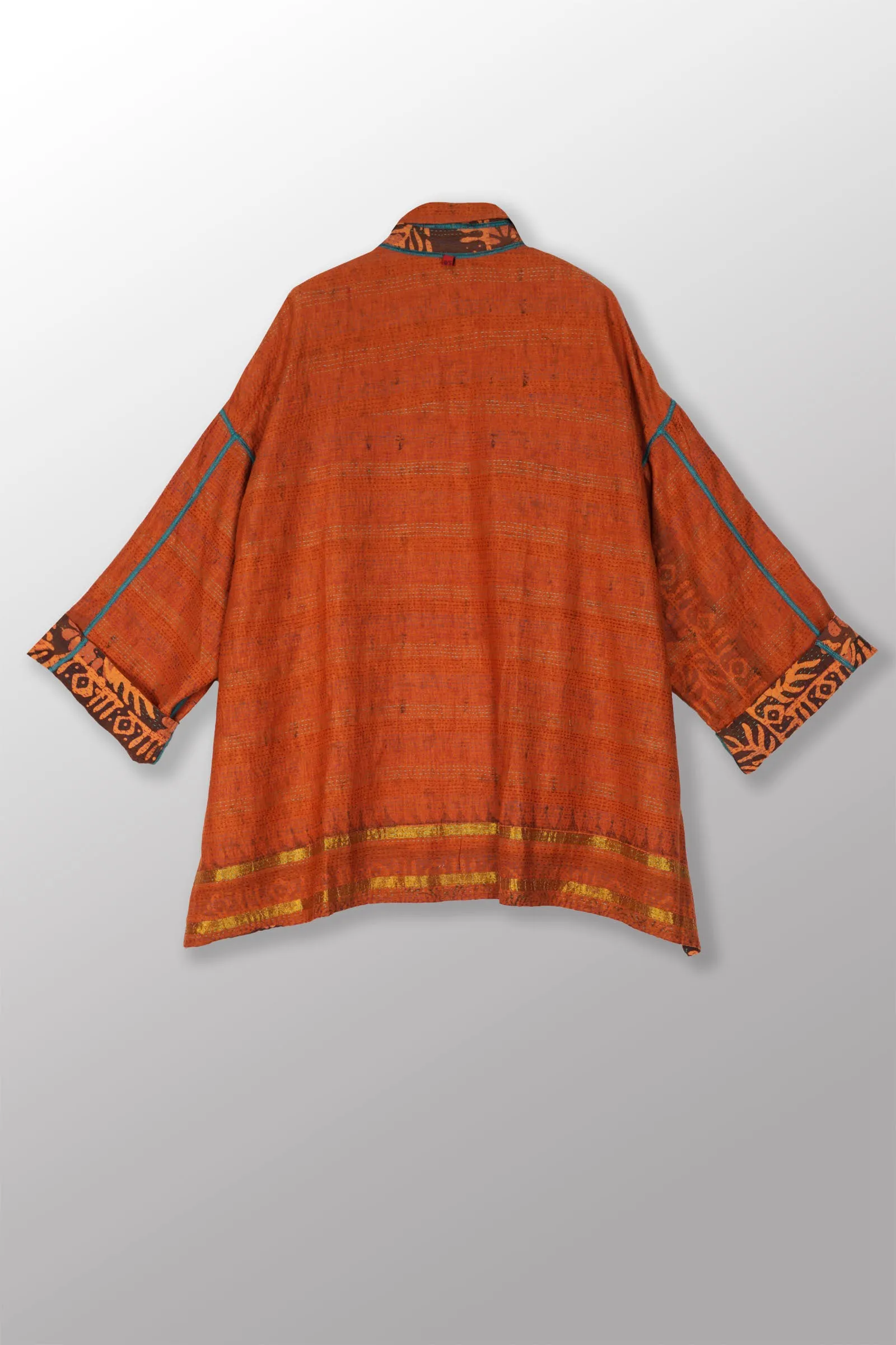 COTTON OVER DYE KANTHA OVERSIZED MINI COAT - ov2332-corg001a -