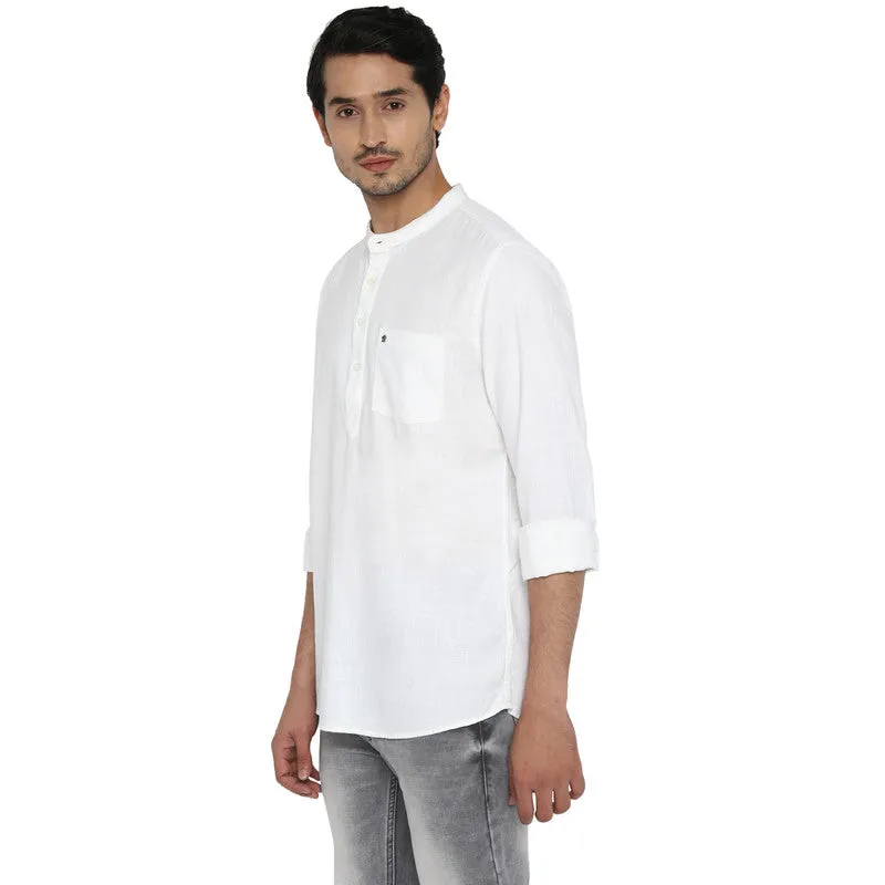 Cotton White Solid Slim Fit Casual Shirt