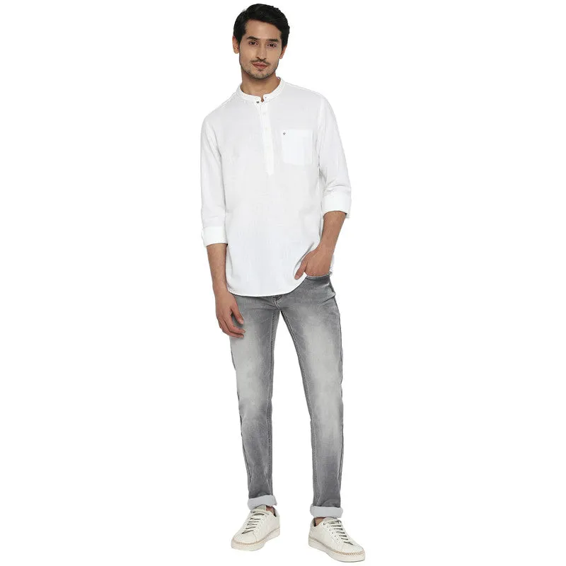 Cotton White Solid Slim Fit Casual Shirt