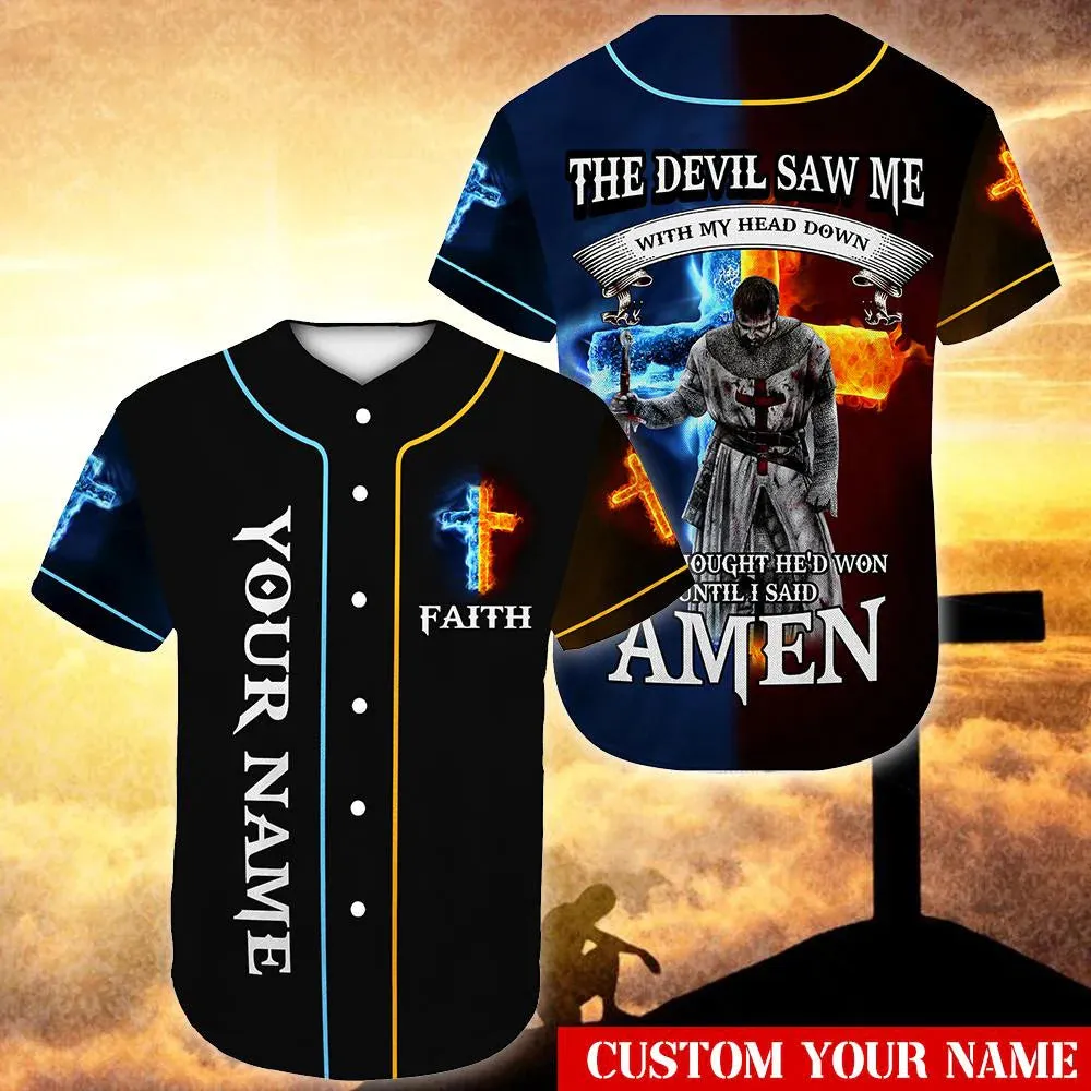 Cross Flame Baseball Jersey - Amen Custom Printed 3D Baseball Jersey Shirt For Men Women