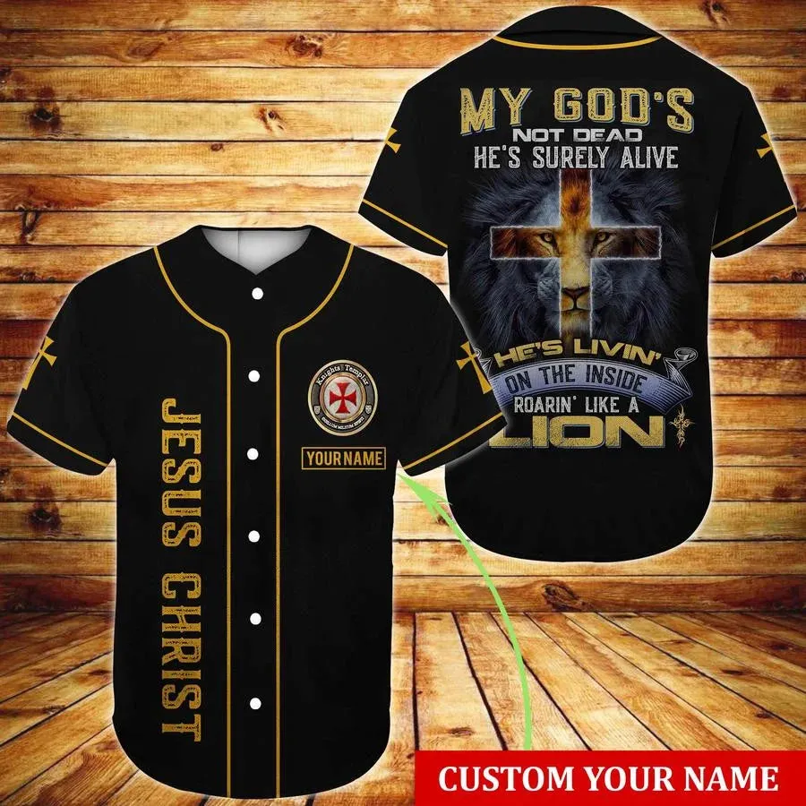 Cross, Lion Baseball Jersey - My God's not dead Custom Baseball Jersey Shirt For Men Women