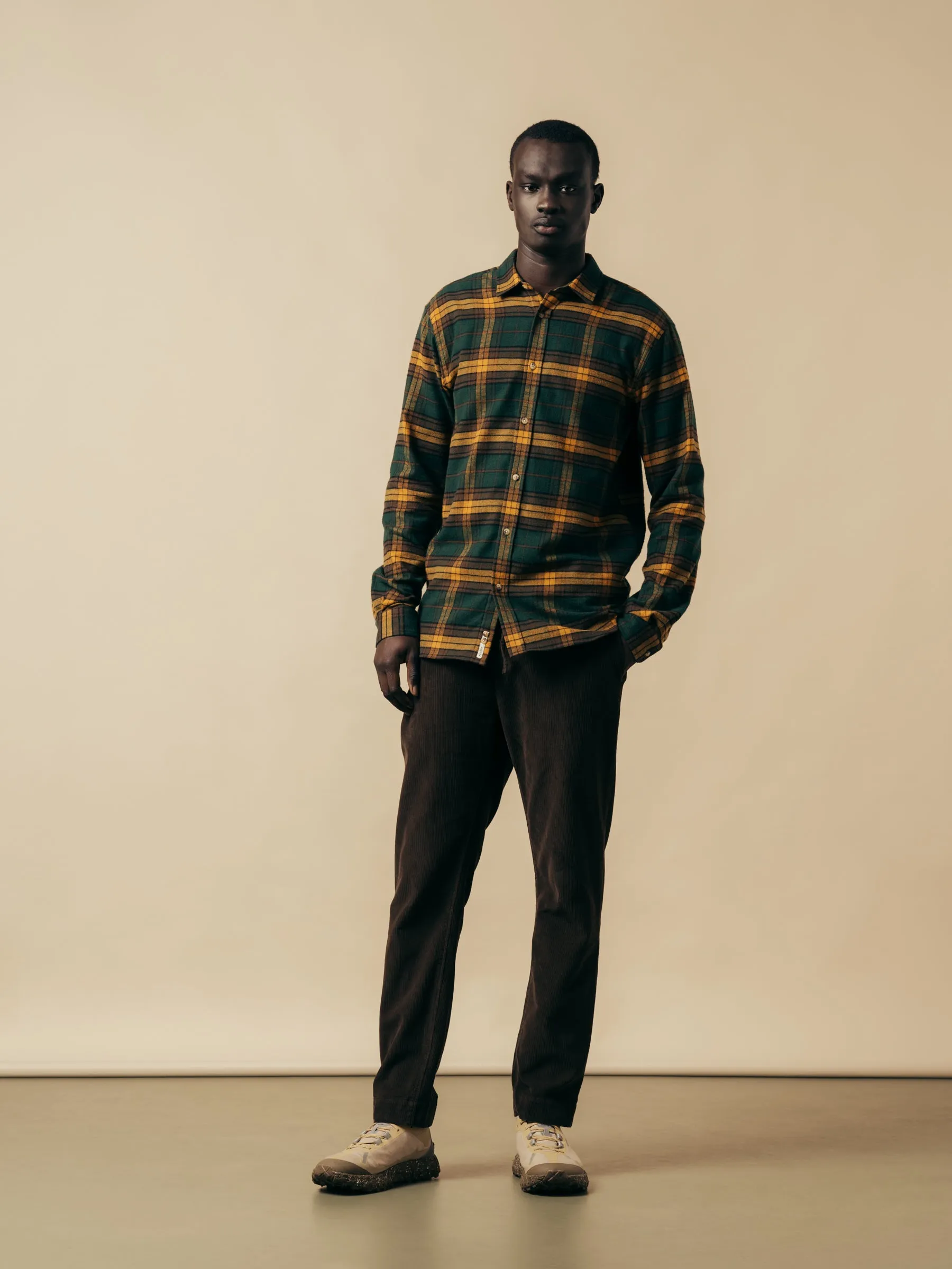 Dirleton Shirt In Pine / Saffron Check Japanese Brushed Plaid