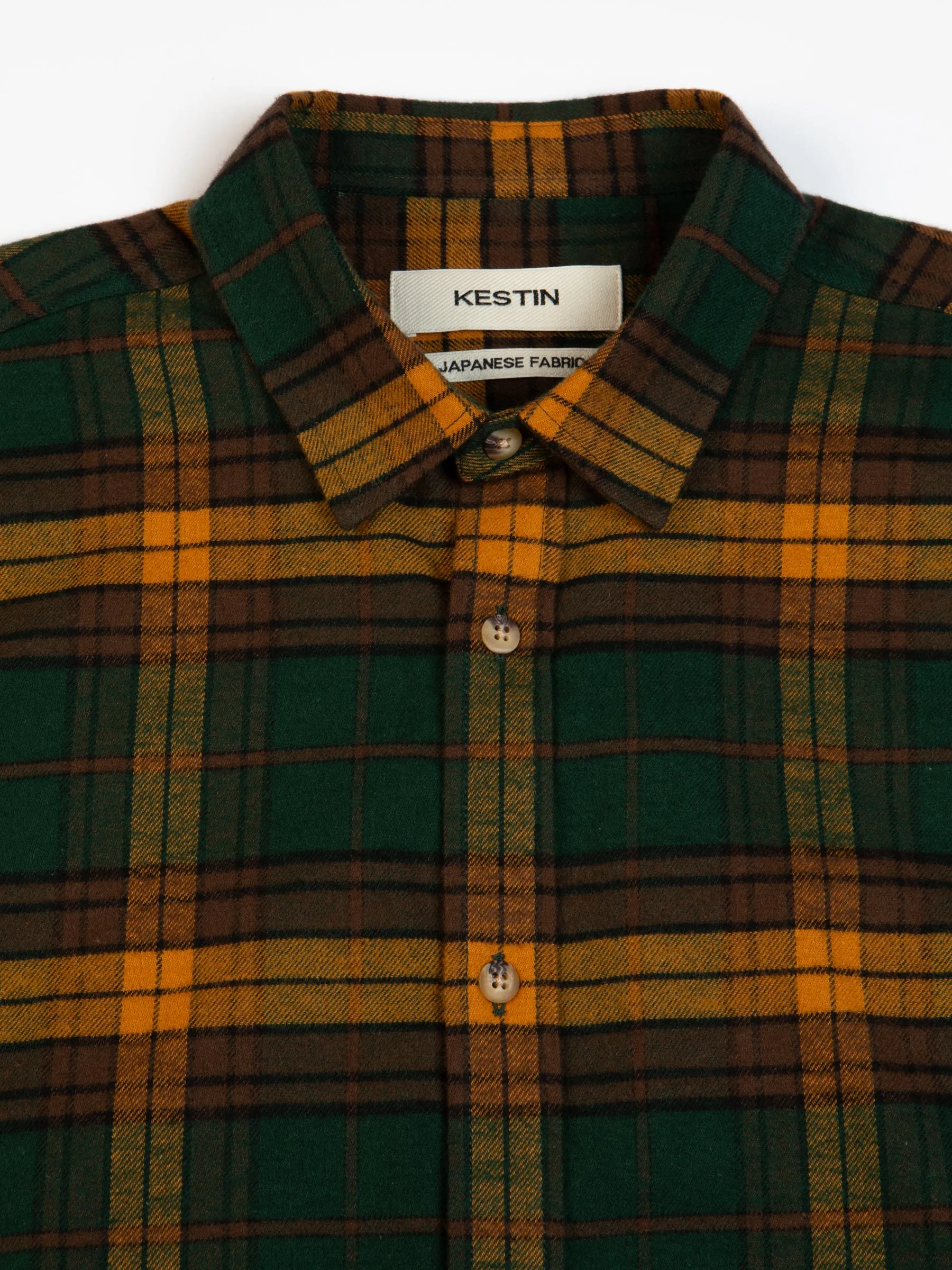 Dirleton Shirt In Pine / Saffron Check Japanese Brushed Plaid