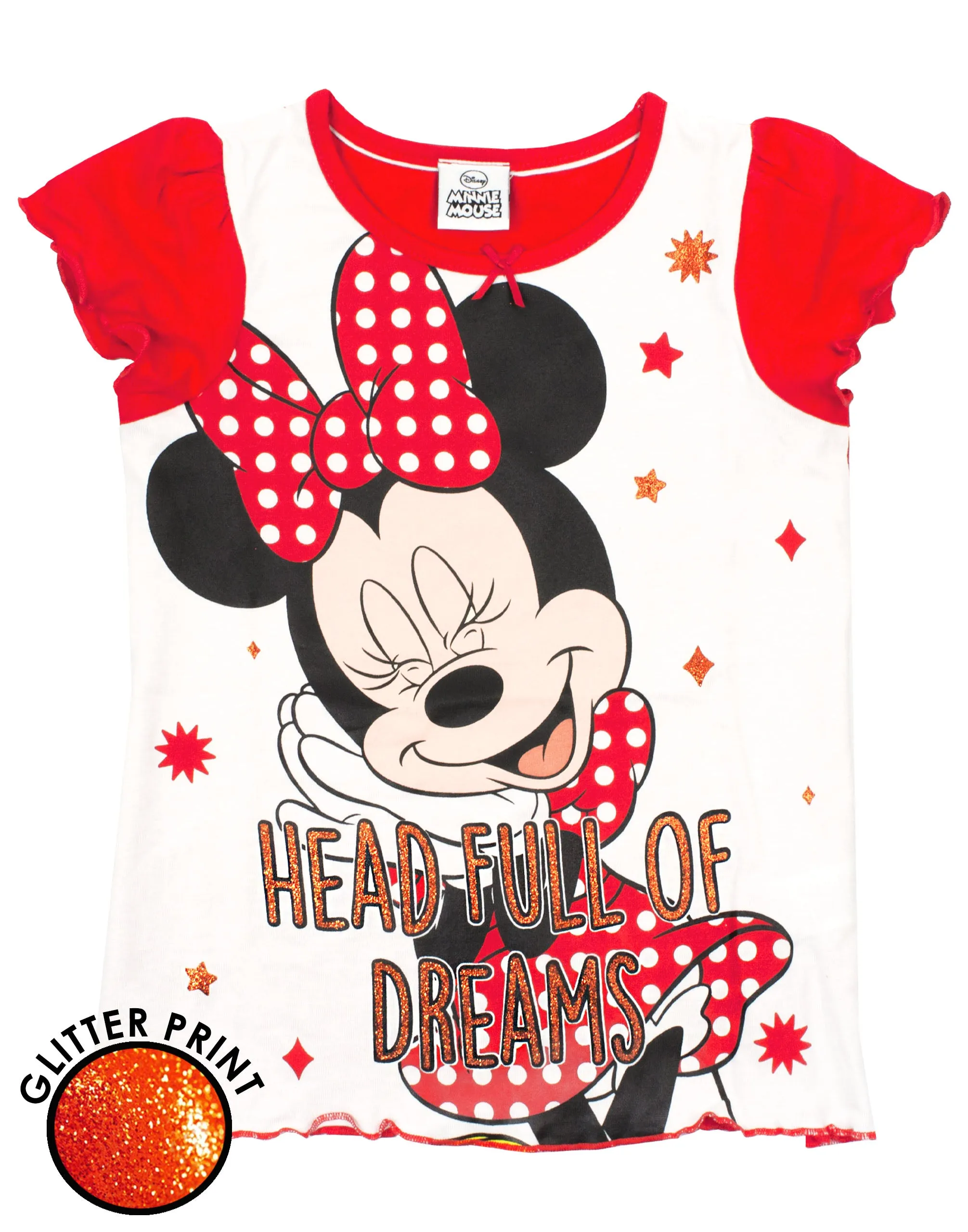 Disney Minnie Mouse Girls Red Short Sleeve Short Leg Pyjama Set