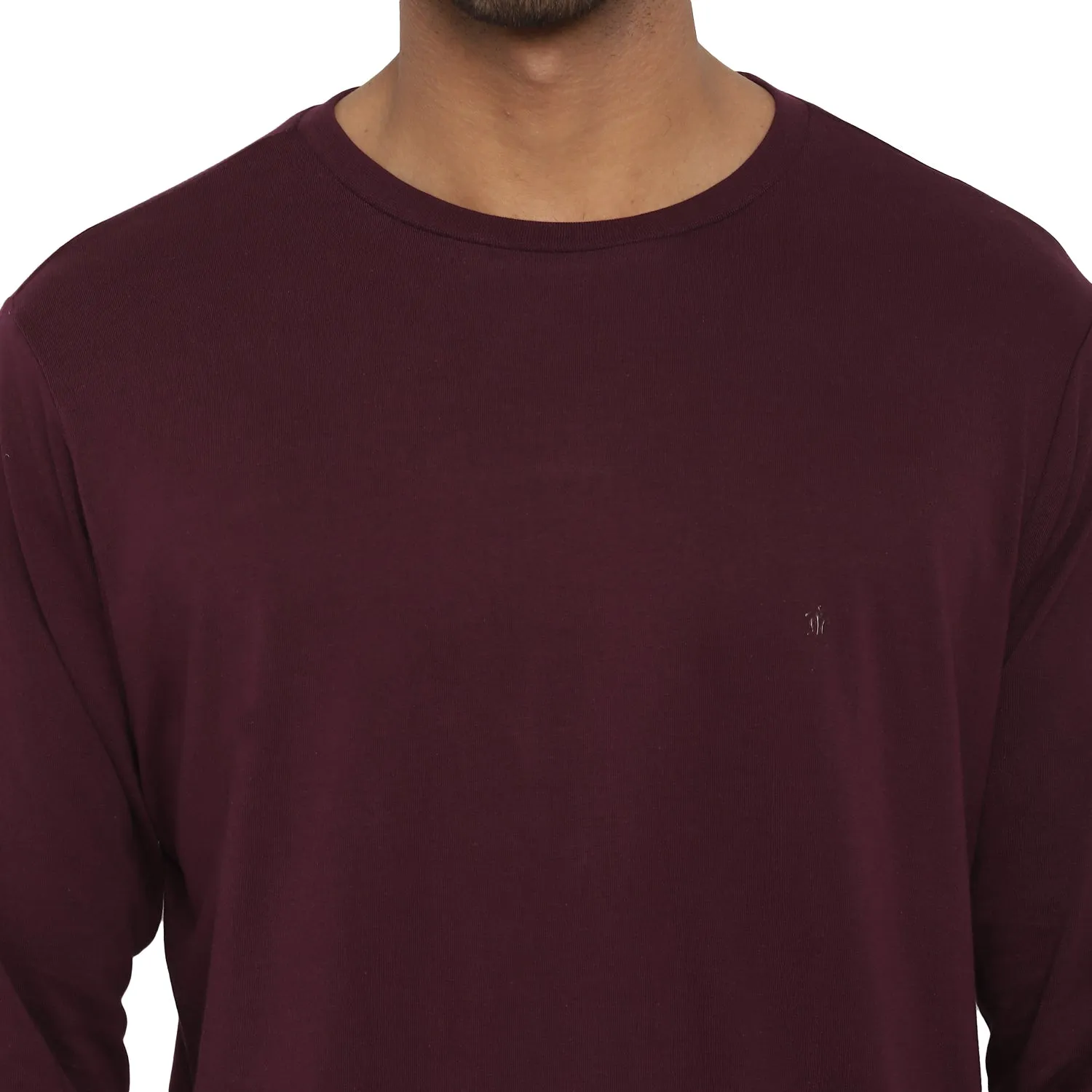 Essentials Purple Solid Round Neck T-Shirt