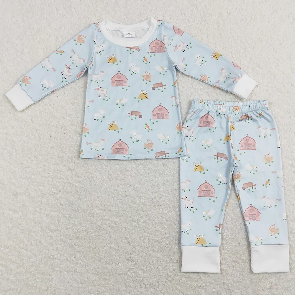 Farm Print Baby Kids Pajamas Sleepwear Nightwear Sets BLP0342