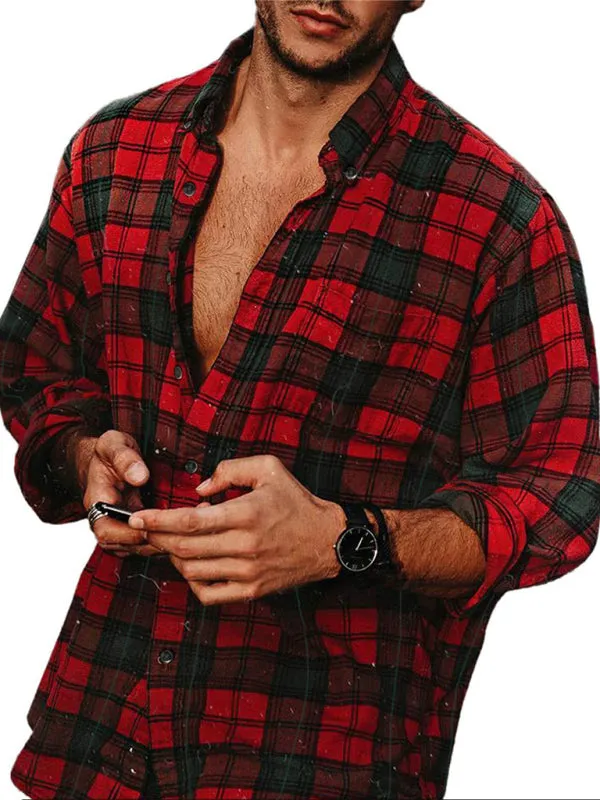 Flannel Plaid Men's Long Sleeve Shirt