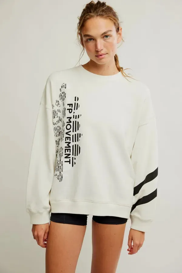 Free People All Star Buti Logo Pullover - IVORY/BLACK COMBO