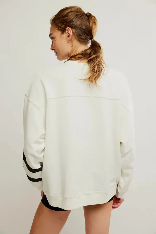 Free People All Star Buti Logo Pullover - IVORY/BLACK COMBO