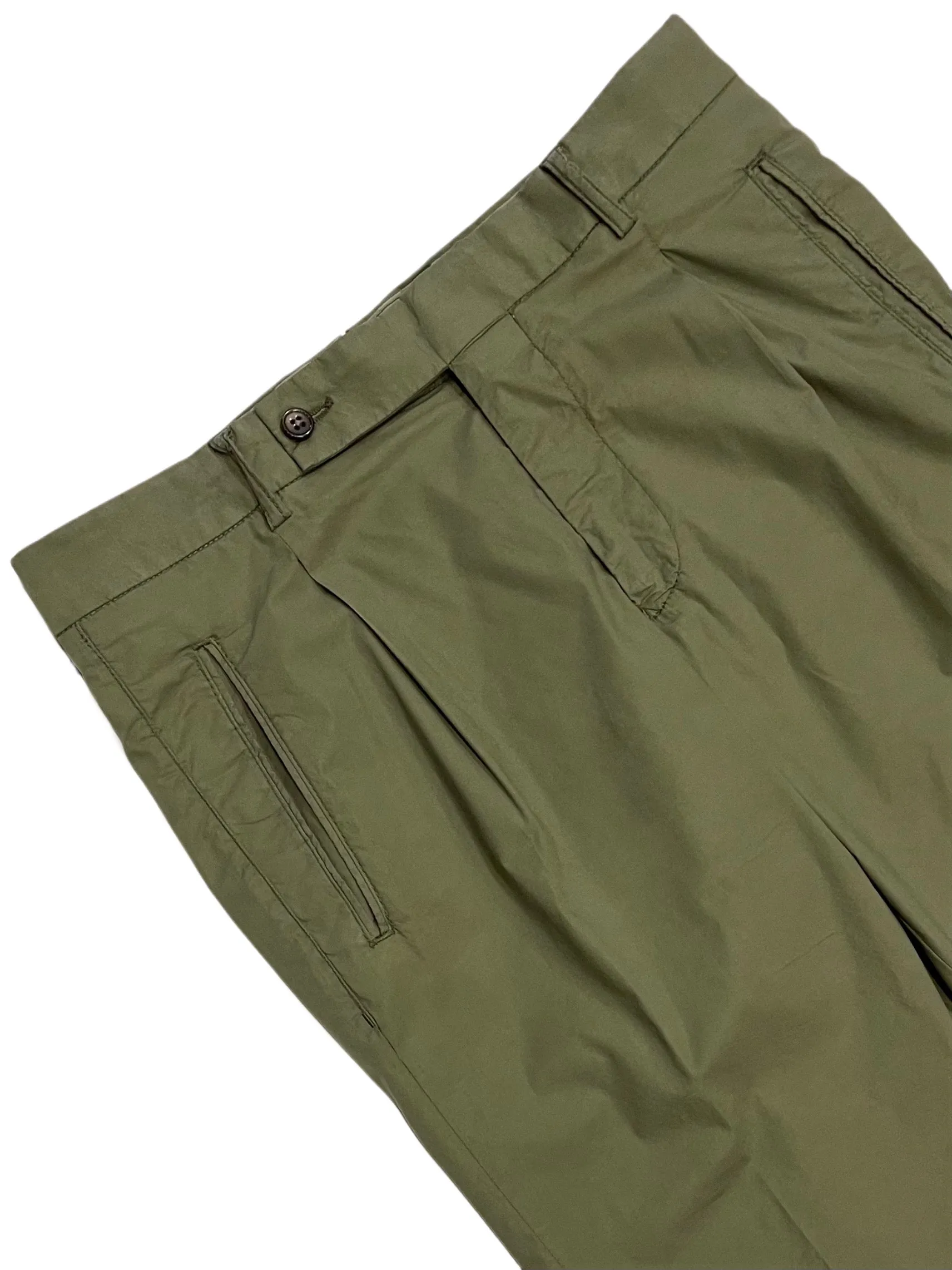 FRESH Nervi Cotton Lyocell Pleated Chino Pants In Military Green