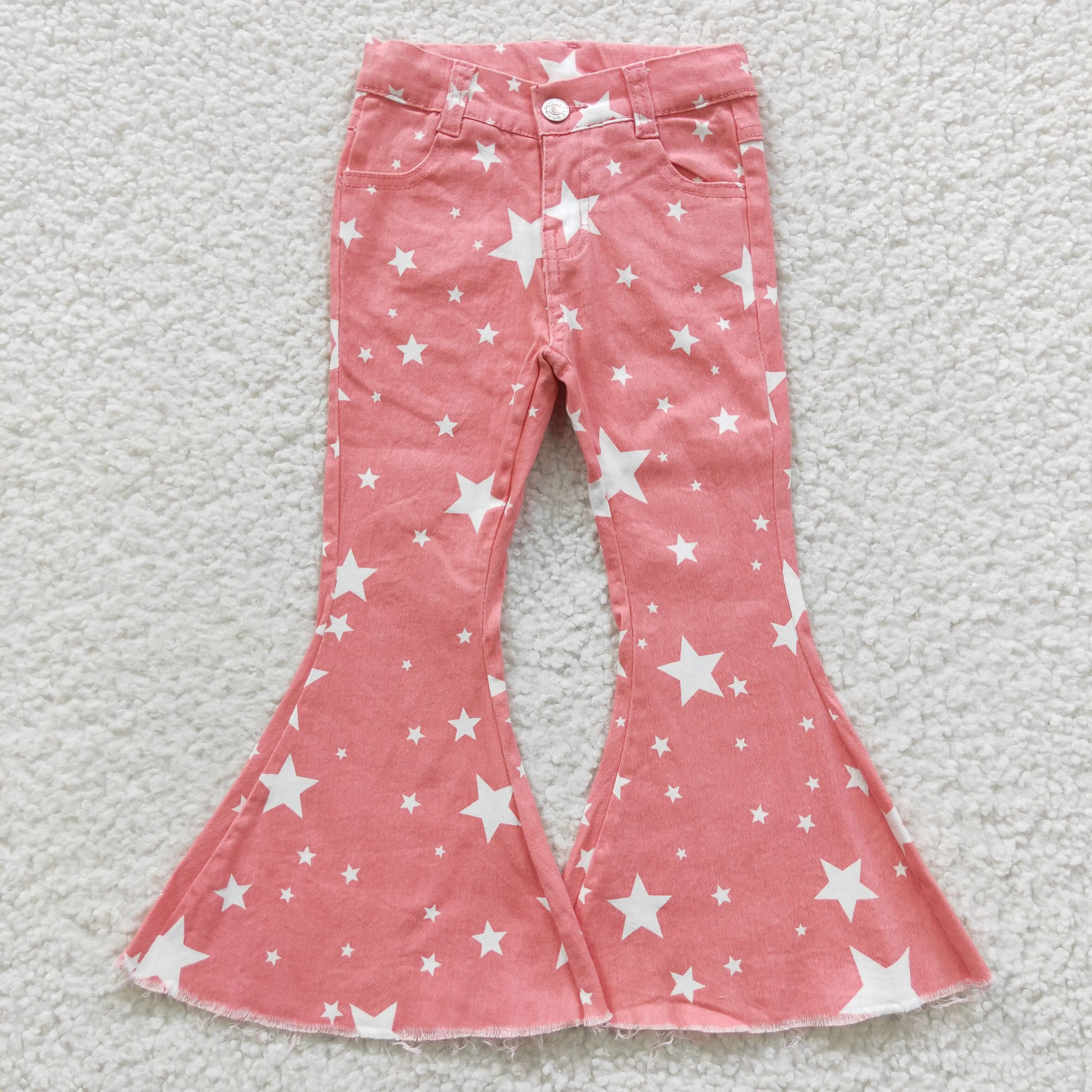 girls star printed orangepink jeans C14-11