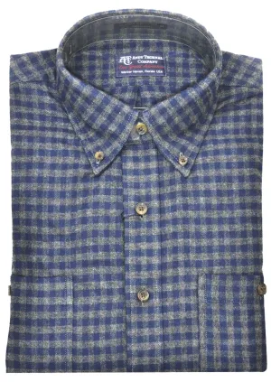 Gordon Men's LS BD Brushed Flannel Shirt/Navy Gray Plaid #WO2052