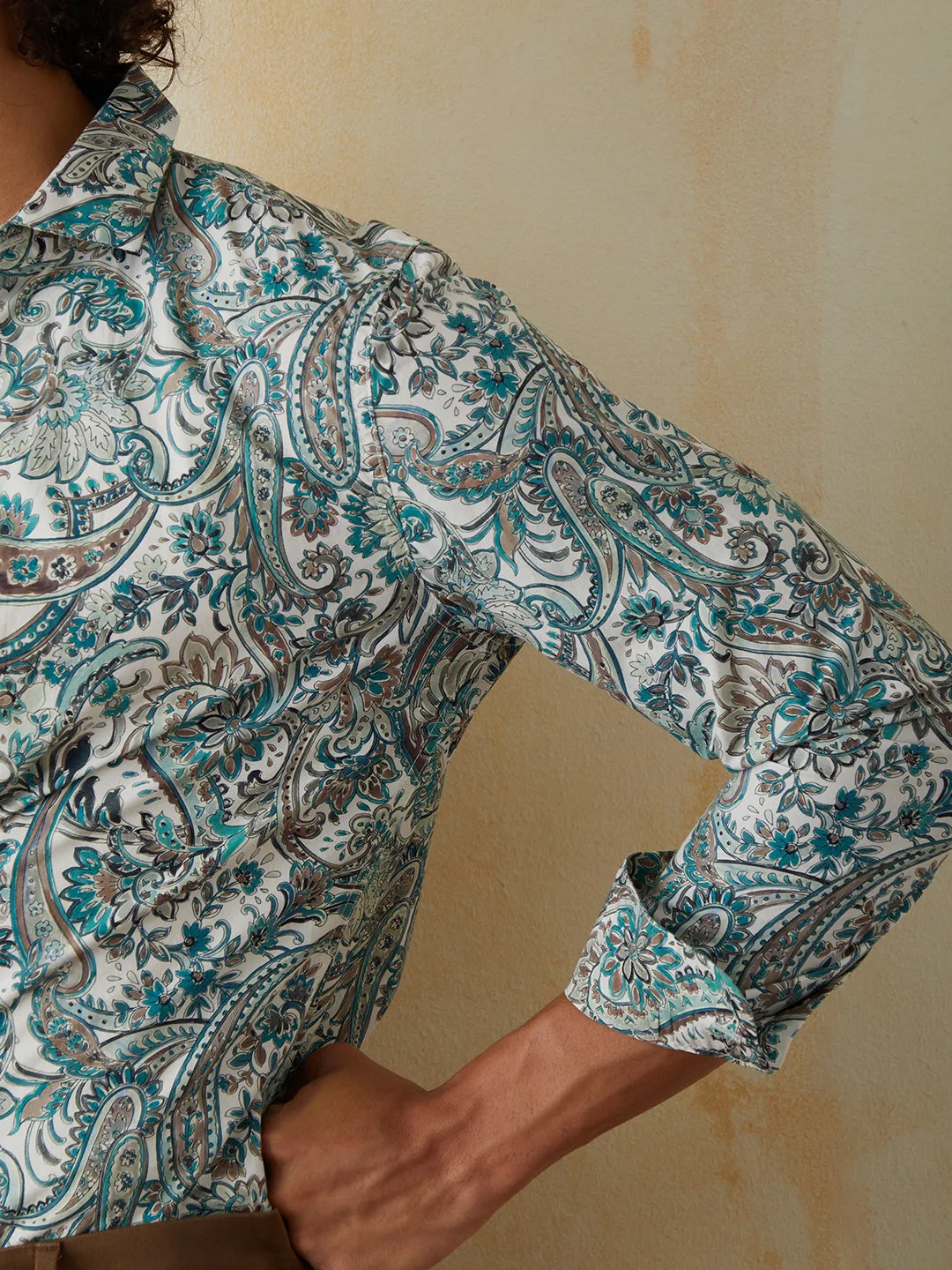 Green Printed Casual Shirt