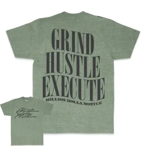 Grind Hustle Execute - Olive Vintage Dye T-Shirt