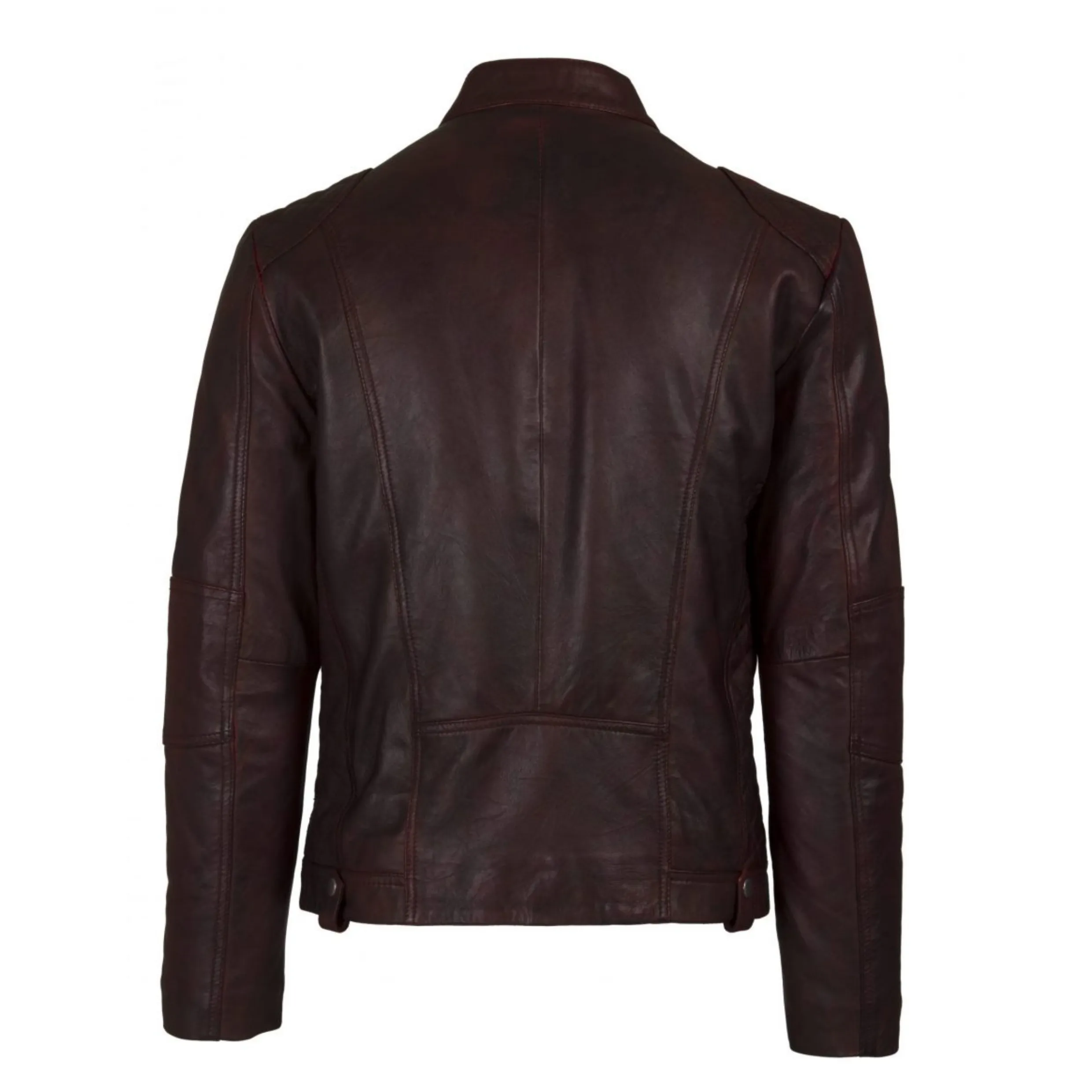 Helium Lamb Nappa Leather Biker Style Jacket - Pepsi