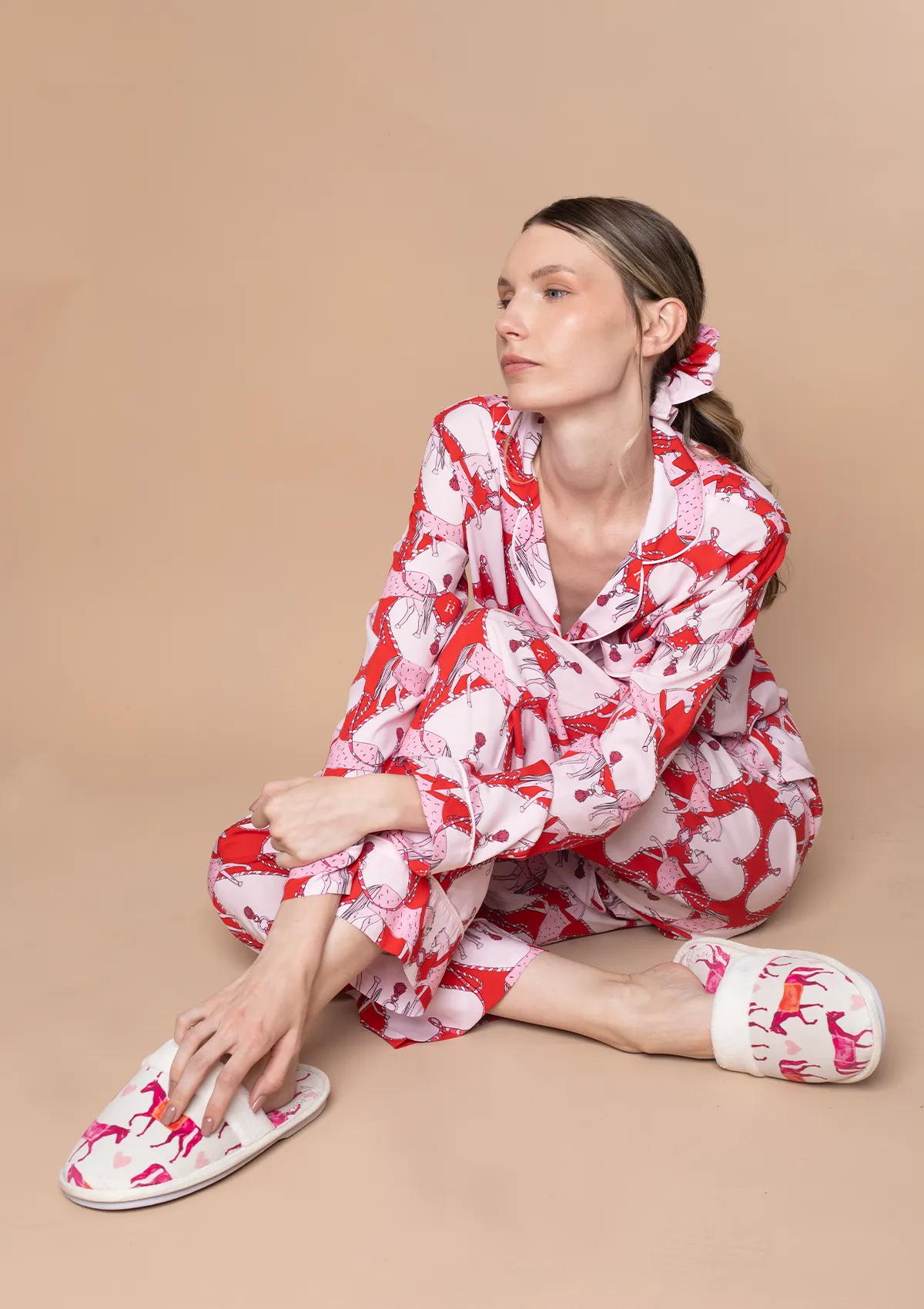 Horsebond PJ’s Set Long Sleeve | Red & White | Equestrian Sleepwear Collection