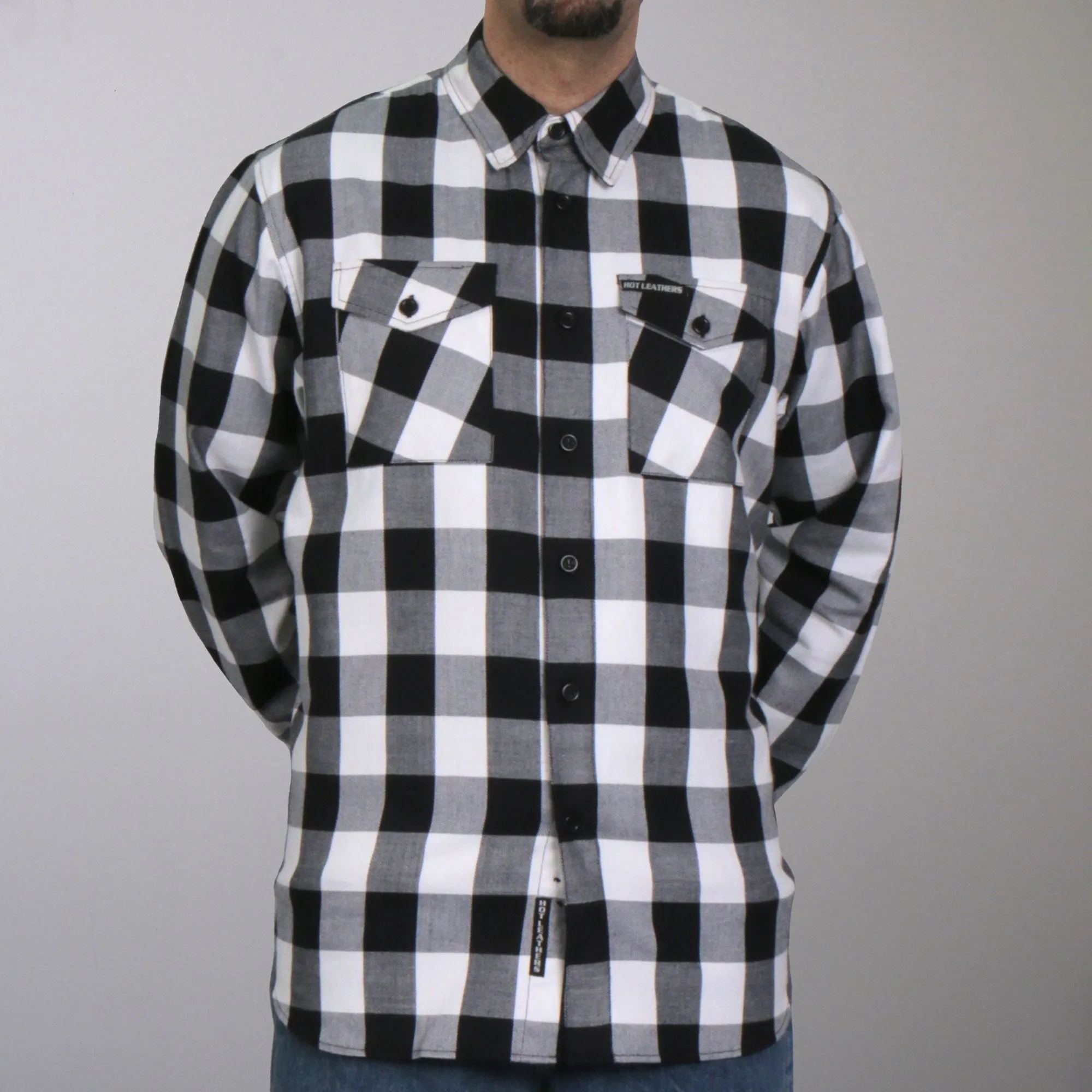 Hot Leathers FLM2004 Men's Black and White Long Sleeve Flannel Shirt