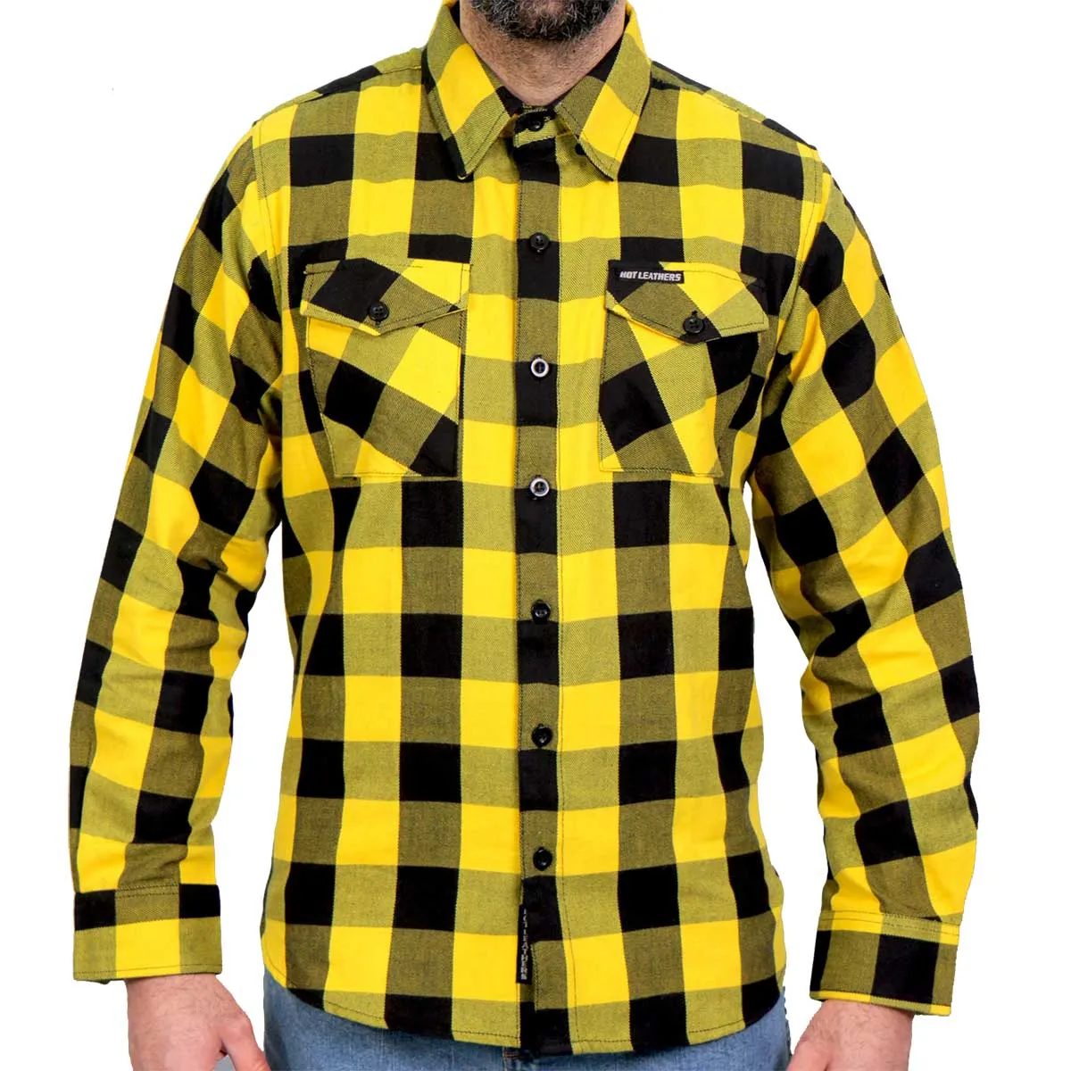 Hot Leathers FLM2014 Men's Gold and Black Flannel Long Sleeve Shirt