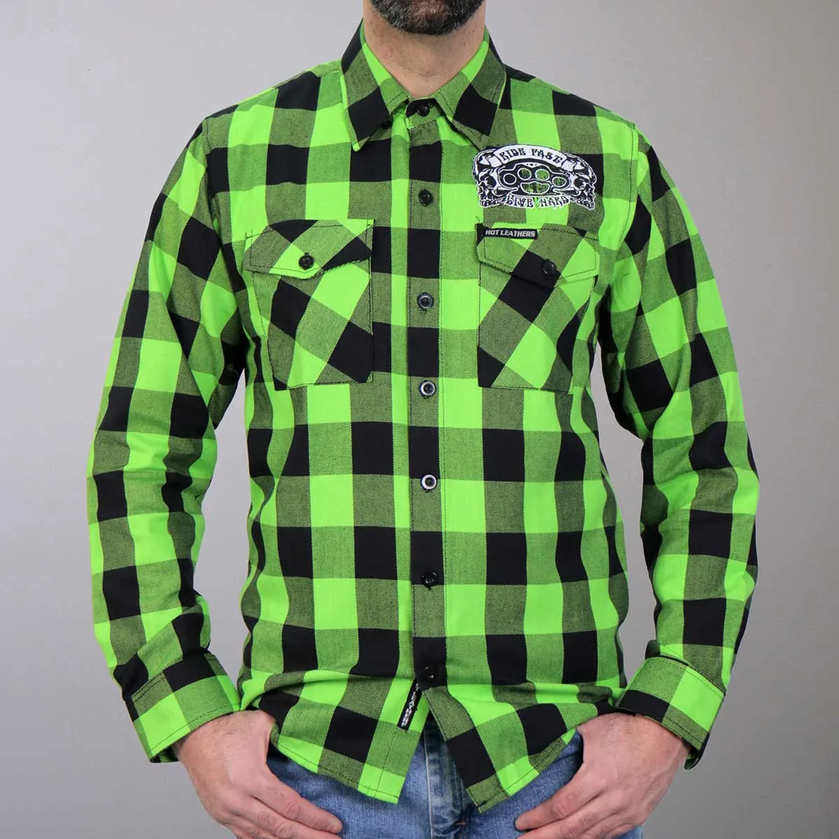 Hot Leathers FLM2106 Men's Brass Knuckles Flannel Long Sleeve Shirt